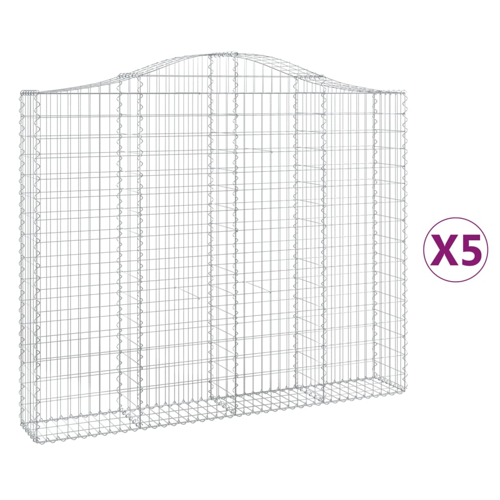 buede gabionkurve 5 stk. 200x30x160/180 cm galvaniseret jern