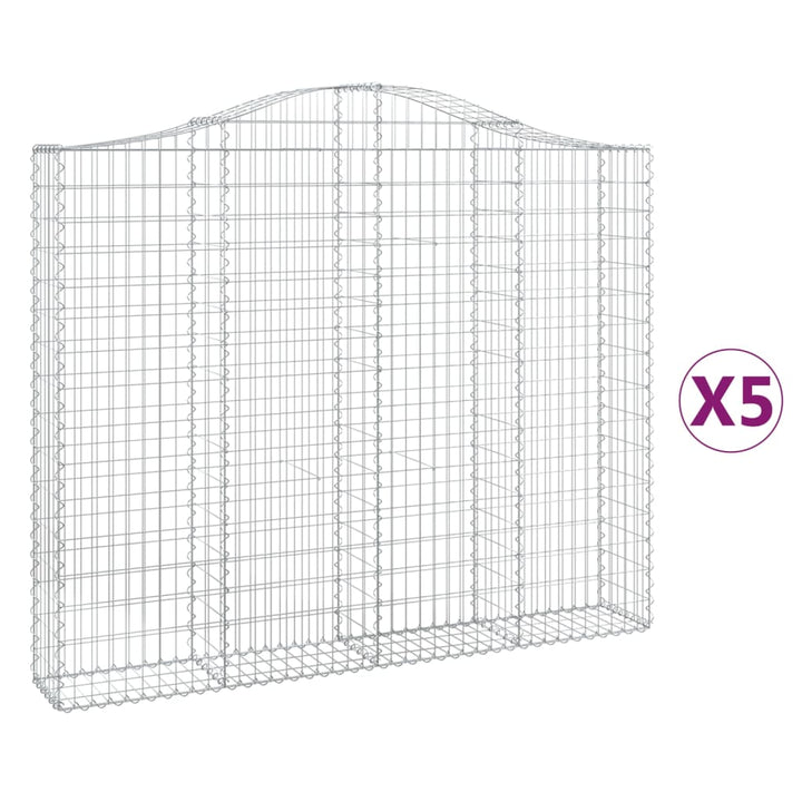buede gabionkurve 5 stk. 200x30x160/180 cm galvaniseret jern