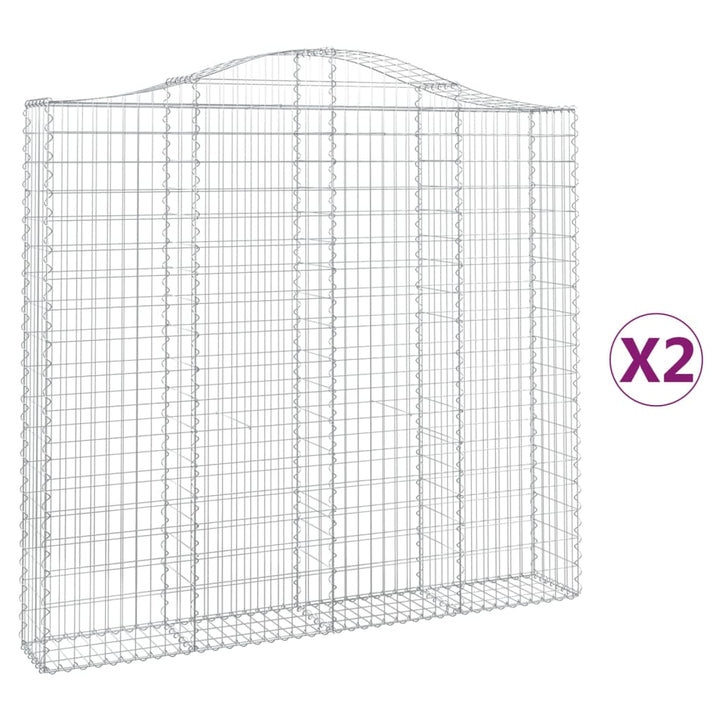 buede gabionkurve 2 stk. 200x30x180/200 cm galvaniseret jern