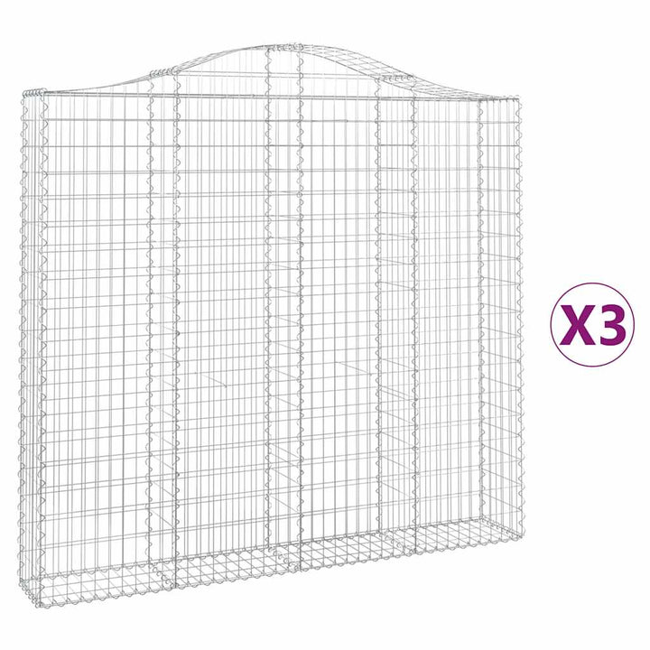 buede gabionkurve 3 stk. 200x30x180/200 cm galvaniseret jern