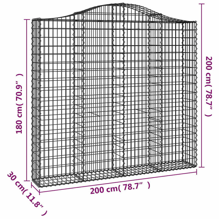 buede gabionkurve 3 stk. 200x30x180/200 cm galvaniseret jern