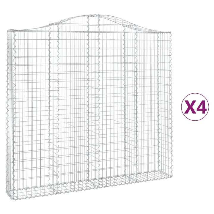 buede gabionkurve 4 stk. 200x30x180/200 cm galvaniseret jern