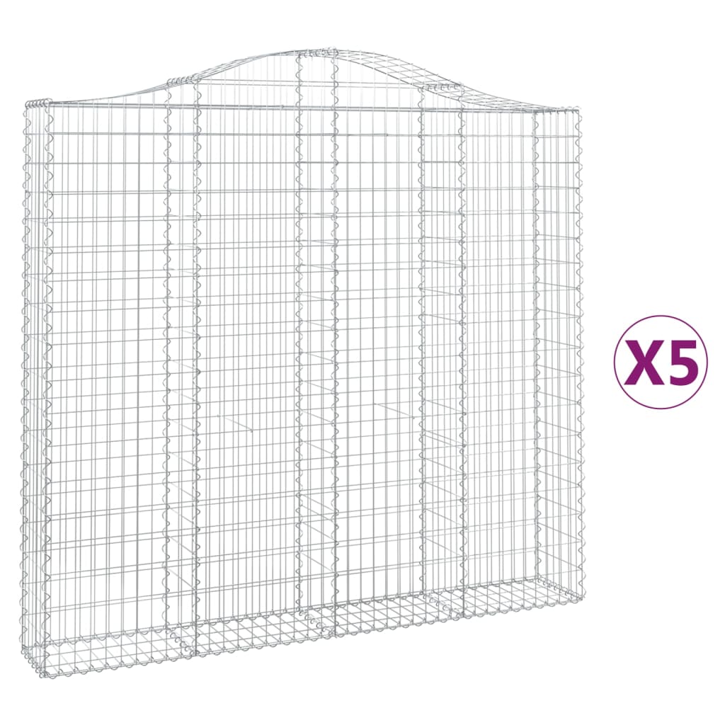 buede gabionkurve 5 stk. 200x30x180/200 cm galvaniseret jern