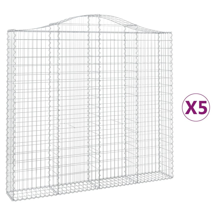 buede gabionkurve 5 stk. 200x30x180/200 cm galvaniseret jern