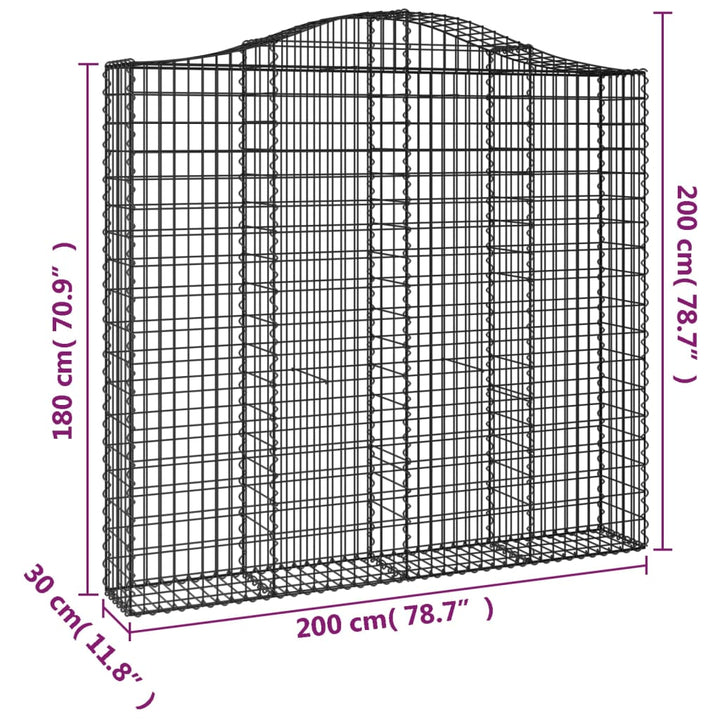 buede gabionkurve 5 stk. 200x30x180/200 cm galvaniseret jern