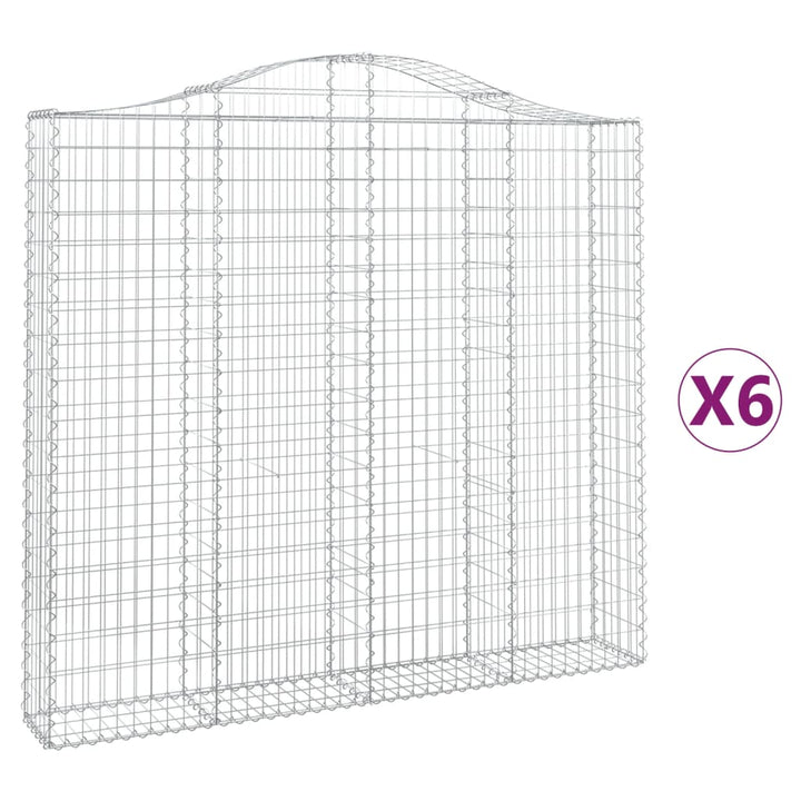 buede gabionkurve 6 stk. 200x30x180/200 cm galvaniseret jern