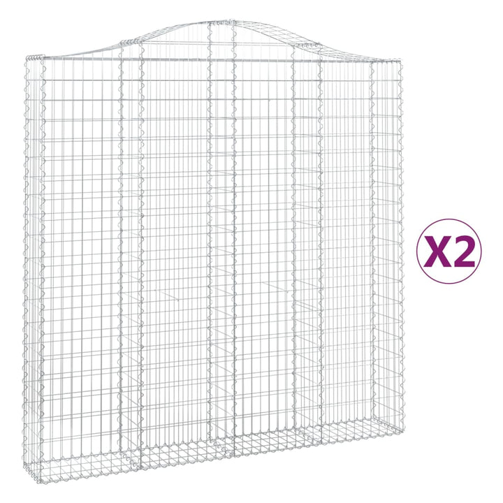 buede gabionkurve 2 stk. 200x30x200/220 cm galvaniseret jern