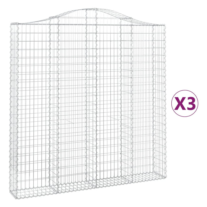 buede gabionkurve 3 stk. 200x30x200/220 cm galvaniseret jern