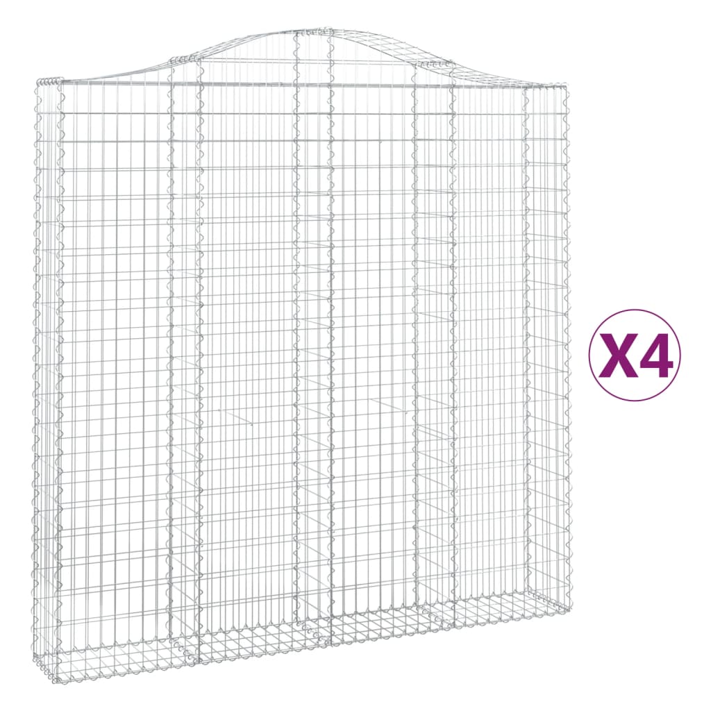 buede gabionkurve 4 stk. 200x30x200/220 cm galvaniseret jern