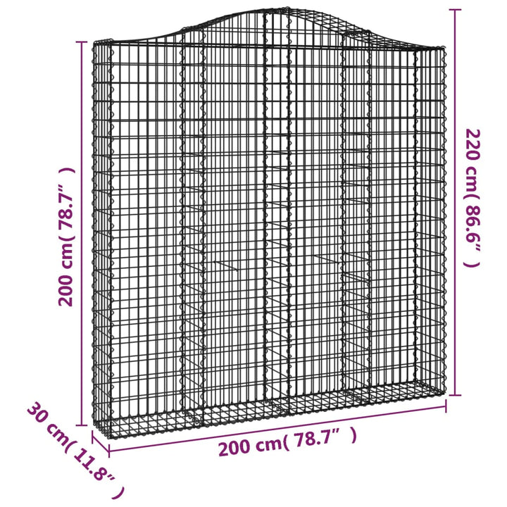 buede gabionkurve 4 stk. 200x30x200/220 cm galvaniseret jern