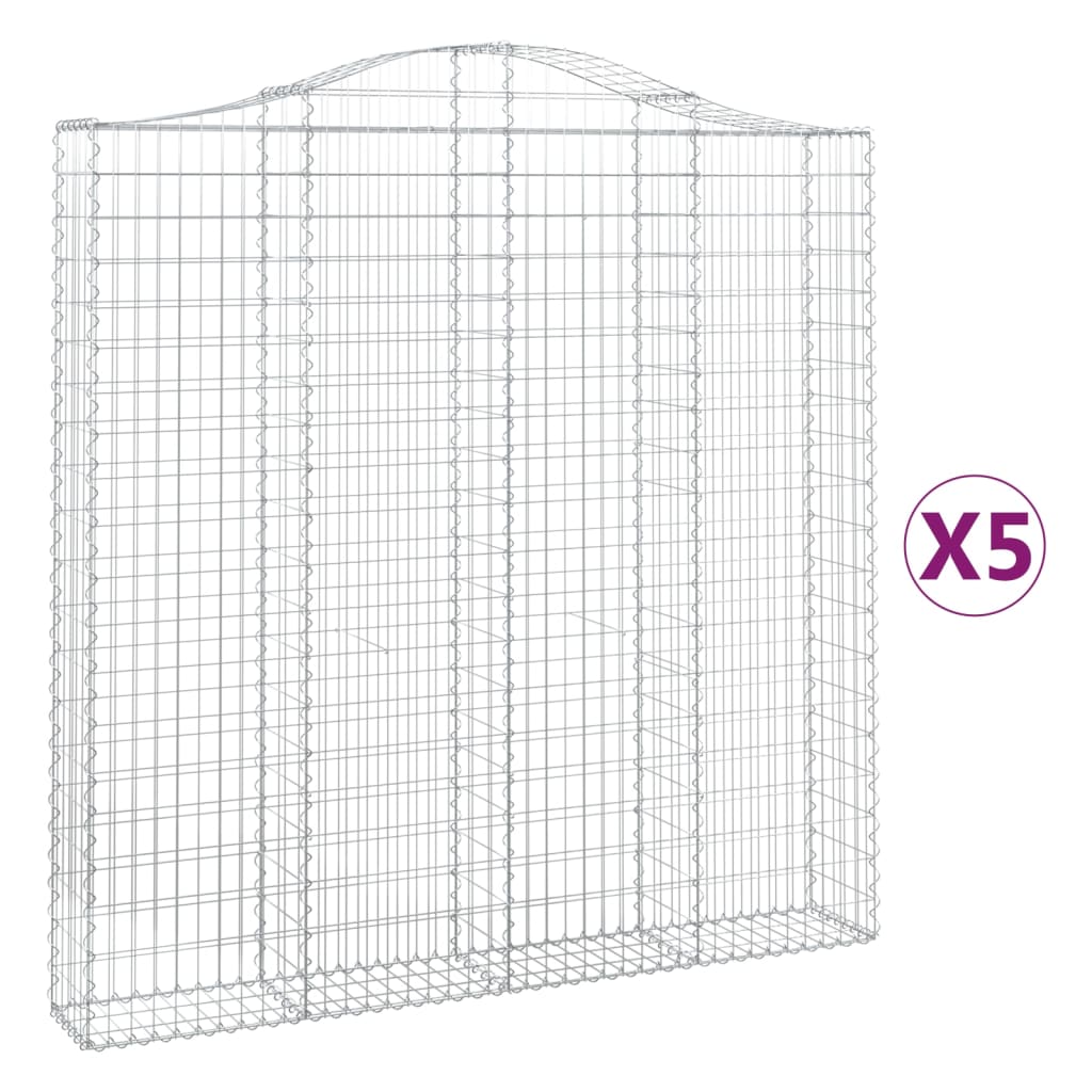 buede gabionkurve 5 stk. 200x30x200/220 cm galvaniseret jern