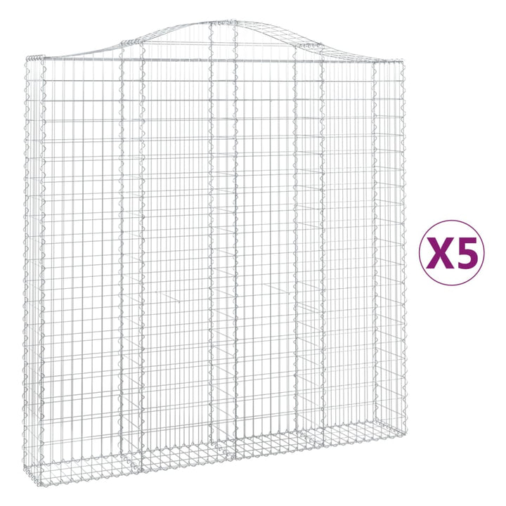 buede gabionkurve 5 stk. 200x30x200/220 cm galvaniseret jern