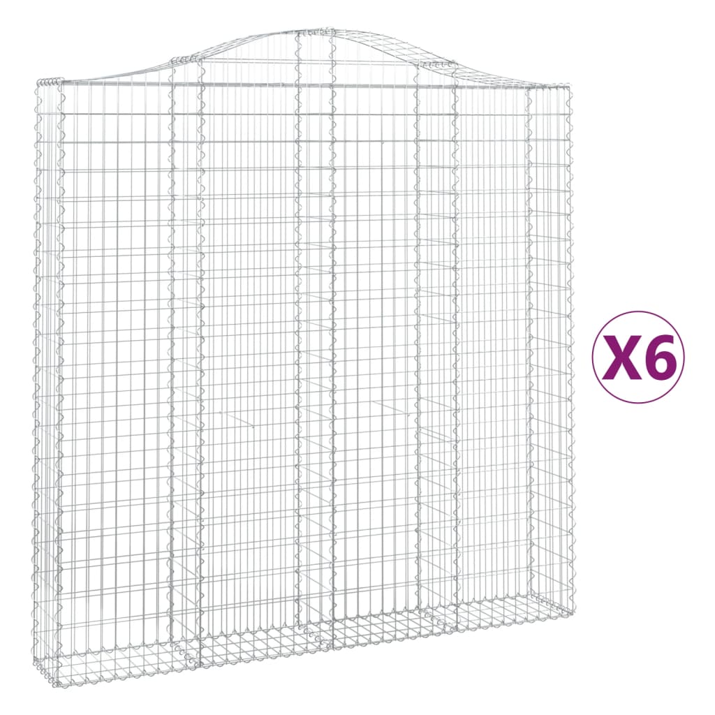 buede gabionkurve 6 stk. 200x30x200/220 cm galvaniseret jern