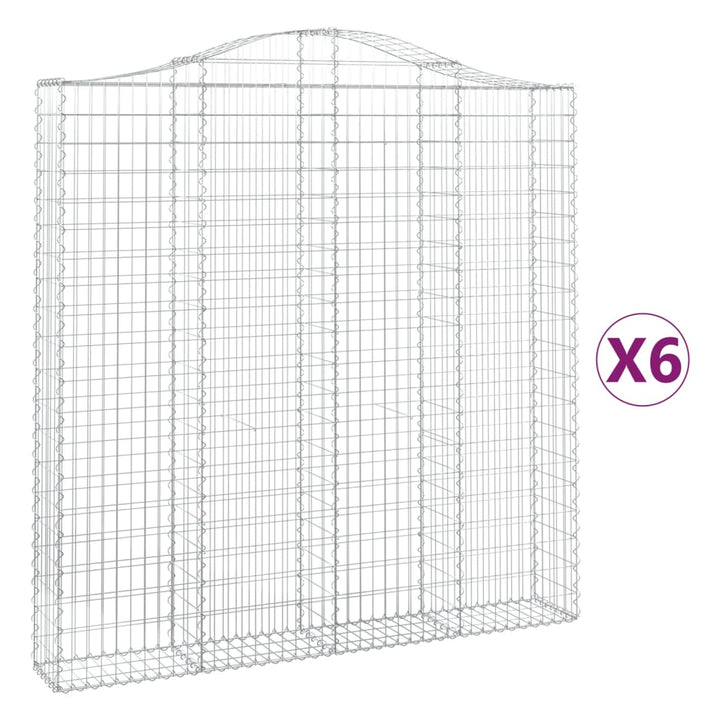 buede gabionkurve 6 stk. 200x30x200/220 cm galvaniseret jern