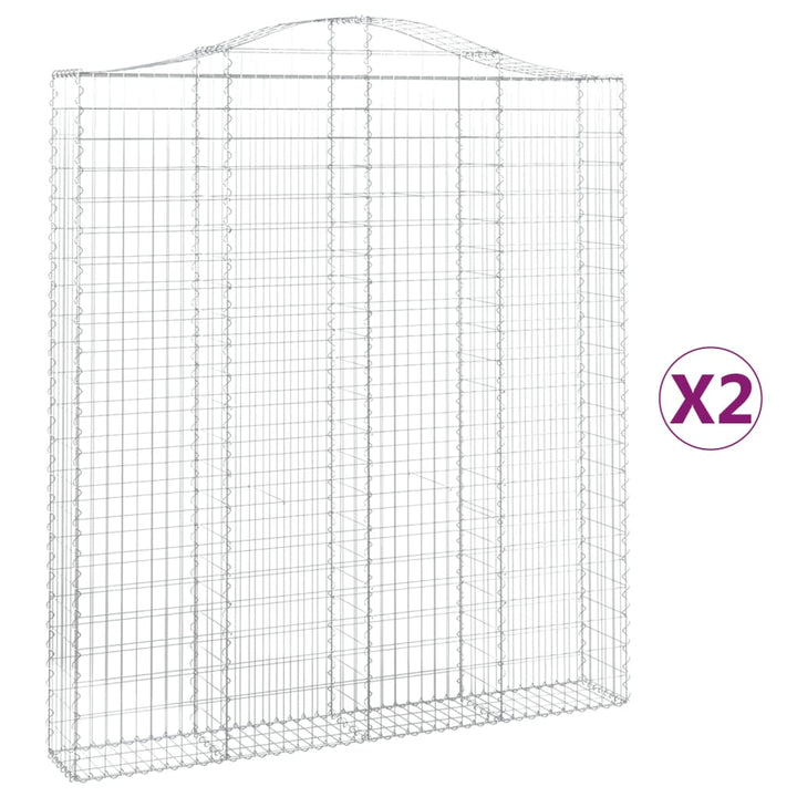 buede gabionkurve 2 stk. 200x30x220/240 cm galvaniseret jern