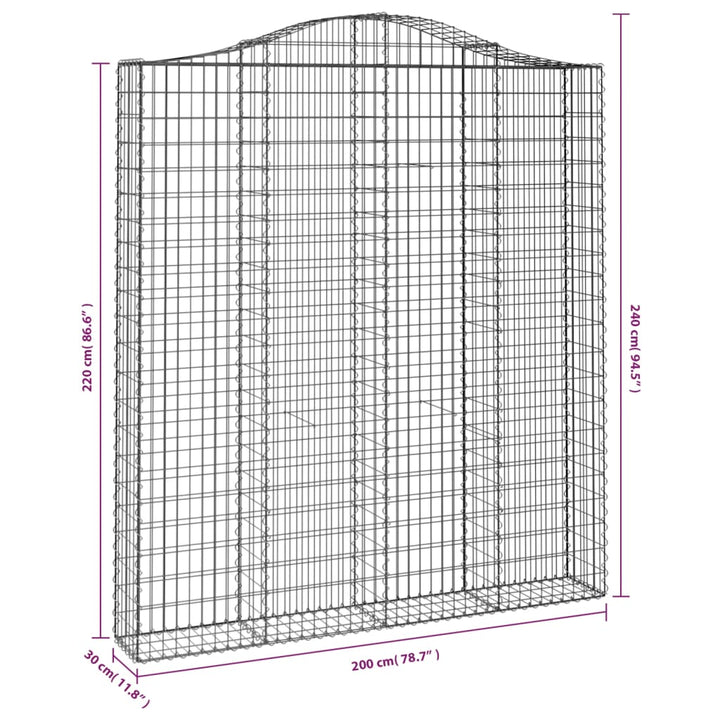 buede gabionkurve 2 stk. 200x30x220/240 cm galvaniseret jern