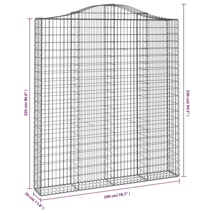 buede gabionkurve 3 stk. 200x30x220/240 cm galvaniseret jern