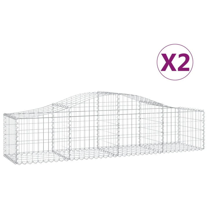buede gabionkurve 2 stk. 200x50x40/60 cm galvaniseret jern
