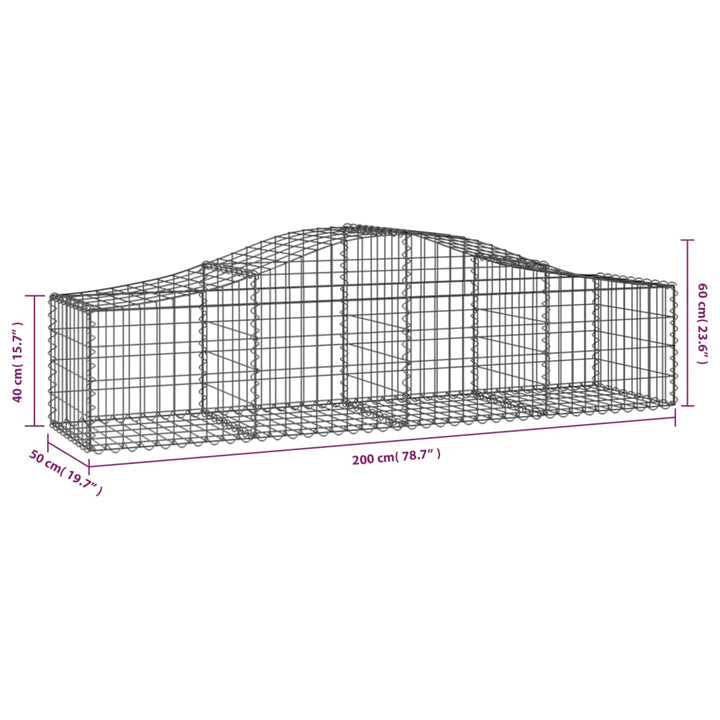 buede gabionkurve 18 stk. 200x50x40/60 cm galvaniseret jern