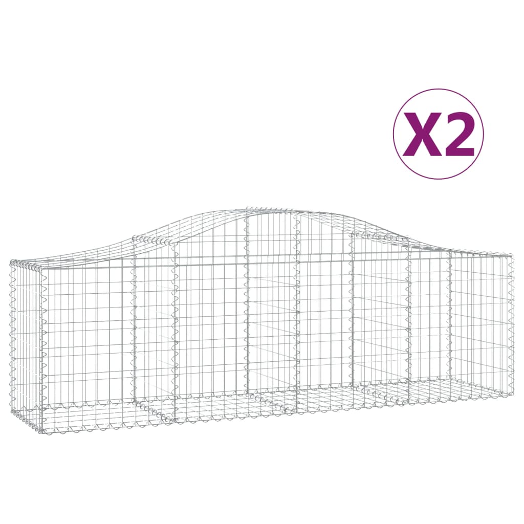 buede gabionkurve 2 stk. 200x50x60/80 cm galvaniseret jern