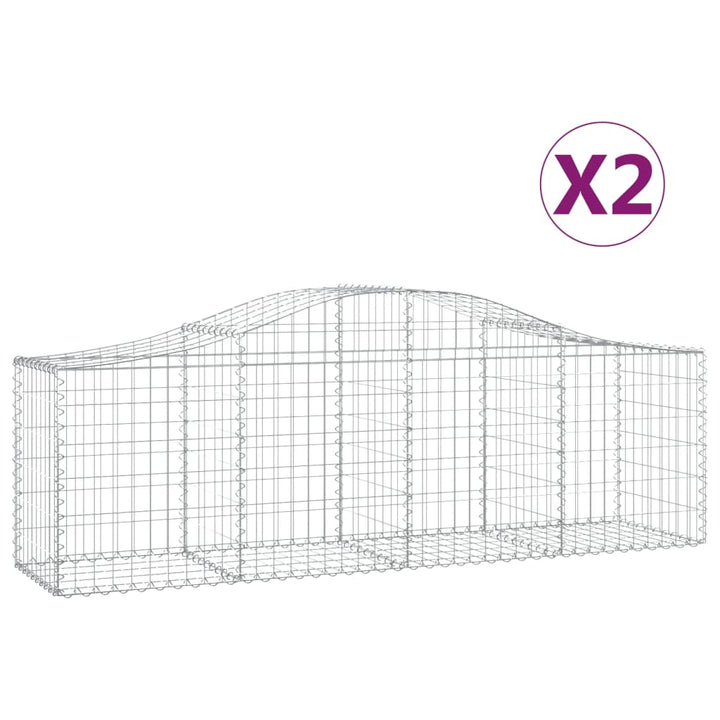 buede gabionkurve 2 stk. 200x50x60/80 cm galvaniseret jern