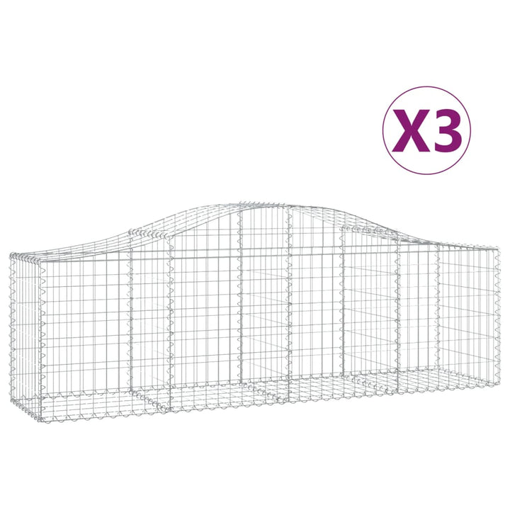 buede gabionkurve 3 stk. 200x50x60/80 cm galvaniseret jern