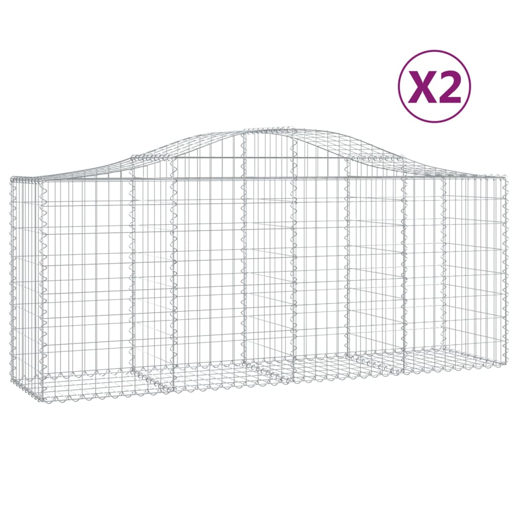 buede gabionkurve 2 stk. 200x50x80/100 cm galvaniseret jern