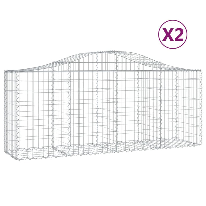 buede gabionkurve 2 stk. 200x50x80/100 cm galvaniseret jern