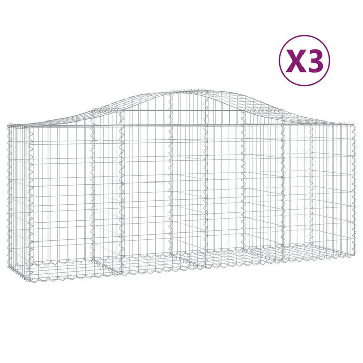 buede gabionkurve 3 stk. 200x50x80/100 cm galvaniseret jern