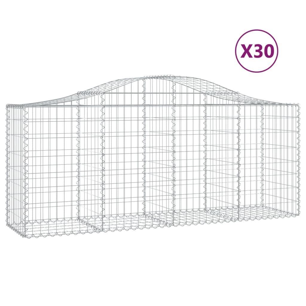 buede gabionkurve 30 stk. 200x50x80/100 cm galvaniseret jern