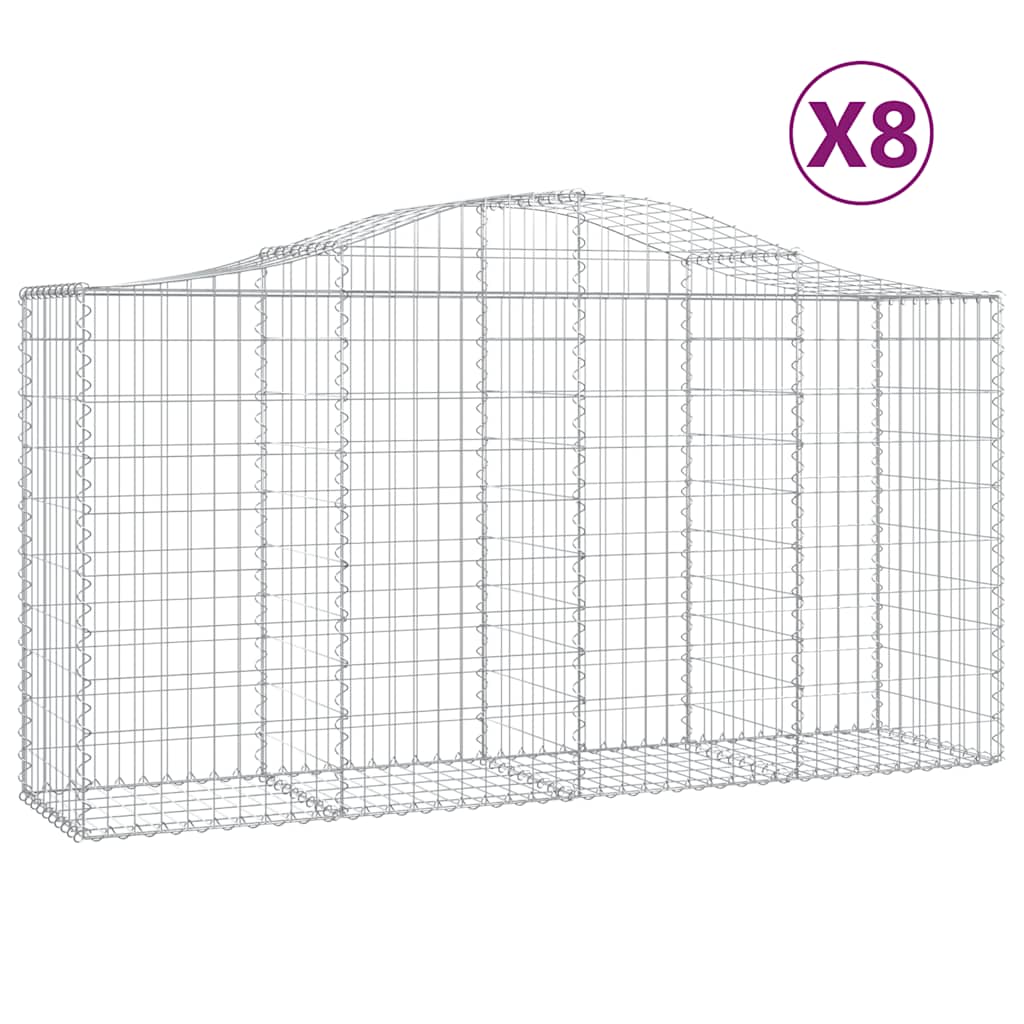 buede gabionkurve 8 stk. 200x50x100/120 cm galvaniseret jern