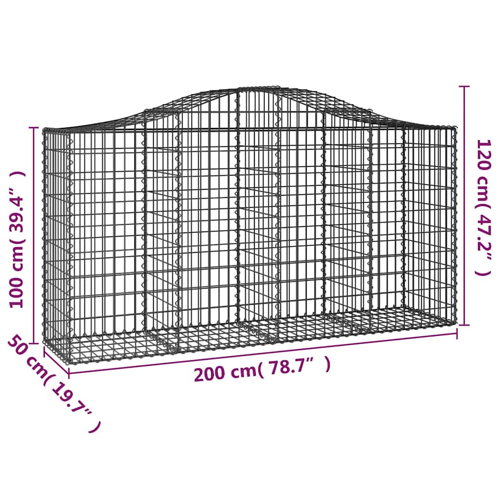 buede gabionkurve 18 stk. 200x50x100/120 cm galvaniseret jern