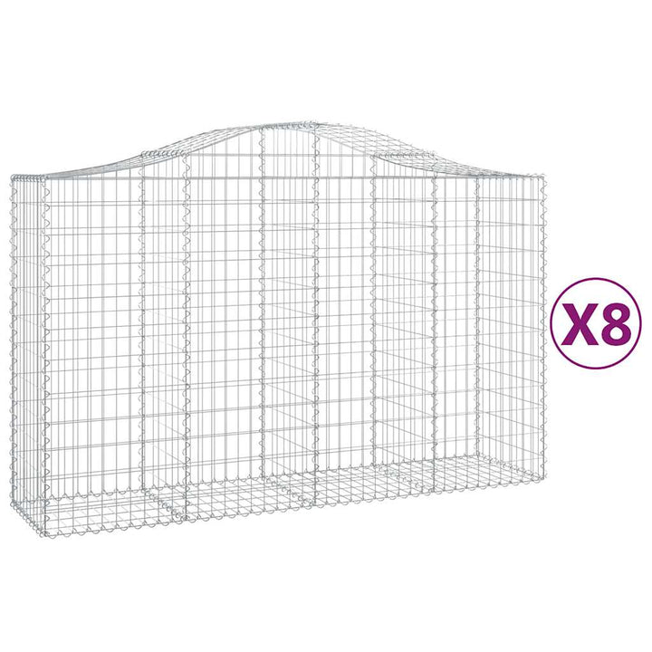 buede gabionkurve 8 stk. 200x50x120/140 cm galvaniseret jern