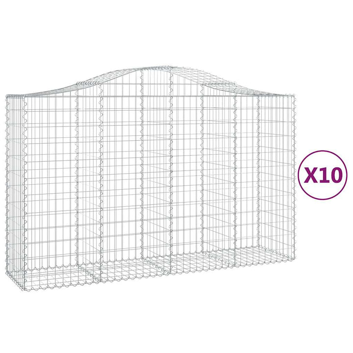 buede gabionkurve 10 stk. 200x50x120/140 cm galvaniseret jern