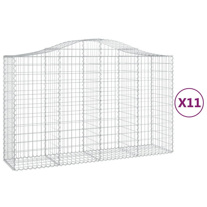 buede gabionkurve 11 stk. 200x50x120/140 cm galvaniseret jern