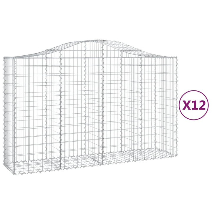 buede gabionkurve 12 stk. 200x50x120/140 cm galvaniseret jern