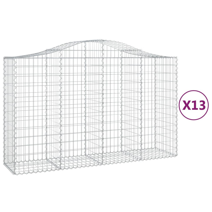 buede gabionkurve 13 stk. 200x50x120/140 cm galvaniseret jern