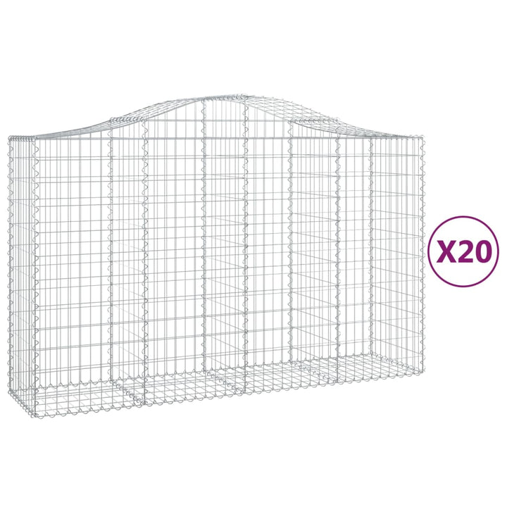 buede gabionkurve 20 stk. 200x50x120/140 cm galvaniseret jern