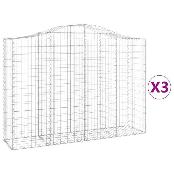 buede gabionkurve 3 stk. 200x50x140/160 cm galvaniseret jern