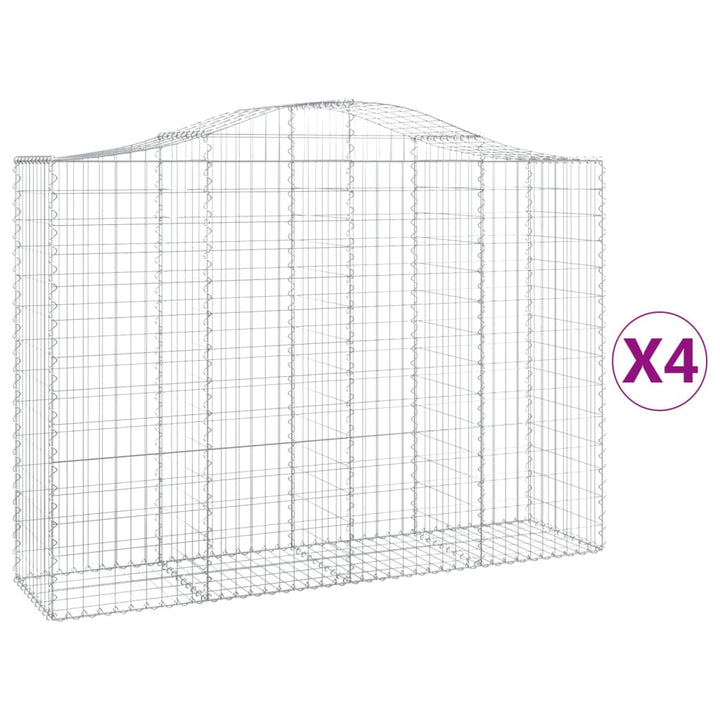 buede gabionkurve 4 stk. 200x50x140/160 cm galvaniseret jern