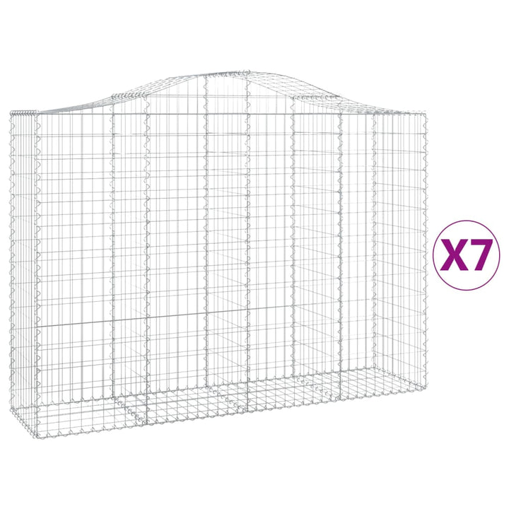 buede gabionkurve 7 stk. 200x50x140/160 cm galvaniseret jern