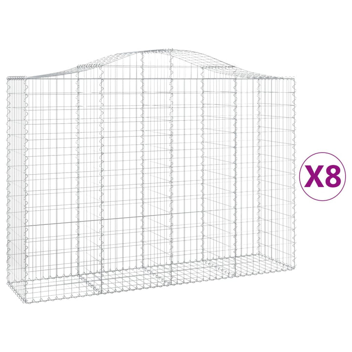 buede gabionkurve 8 stk. 200x50x140/160 cm galvaniseret jern