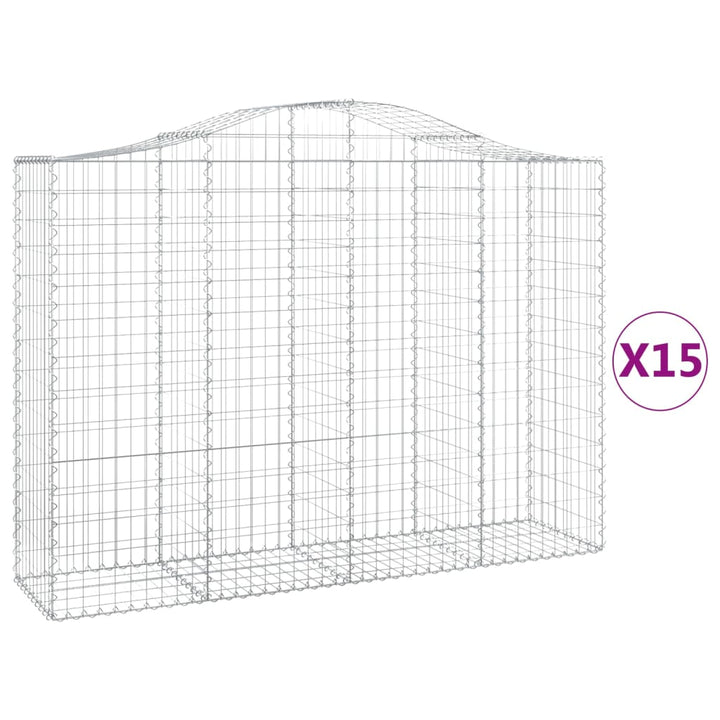 buede gabionkurve 15 stk. 200x50x140/160 cm galvaniseret jern