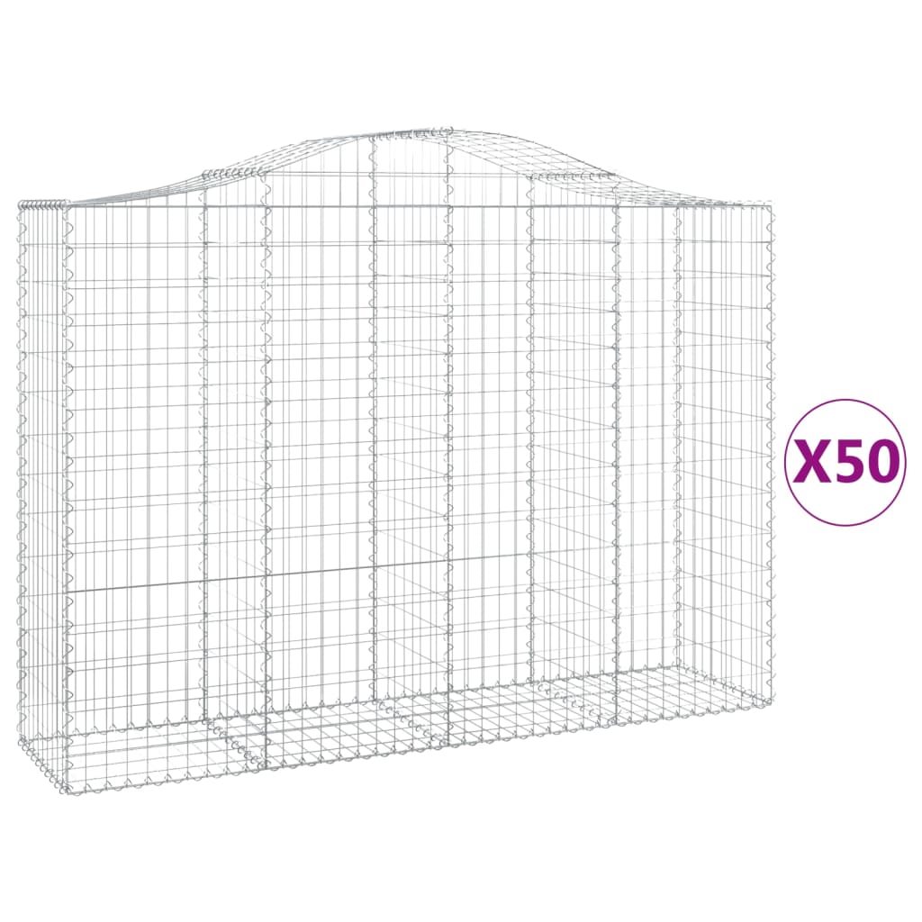 buede gabionkurve 50 stk. 200x50x140/160 cm galvaniseret jern
