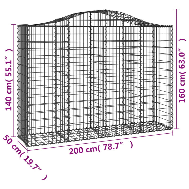 buede gabionkurve 50 stk. 200x50x140/160 cm galvaniseret jern