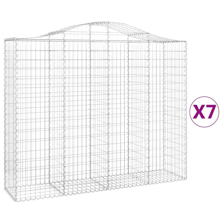 buede gabionkurve 7 stk. 200x50x160/180 cm galvaniseret jern