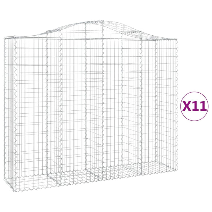 buede gabionkurve 11 stk. 200x50x160/180 cm galvaniseret jern