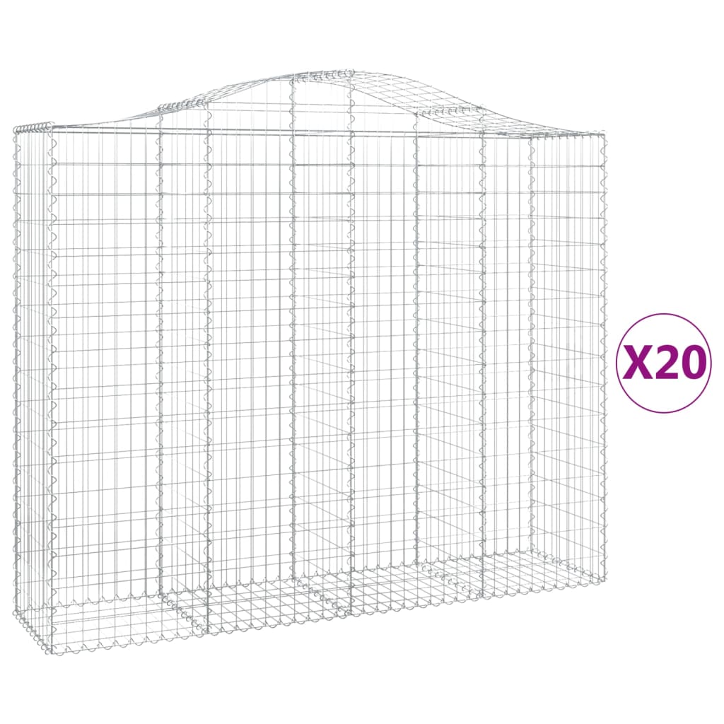 buede gabionkurve 20 stk. 200x50x160/180 cm galvaniseret jern