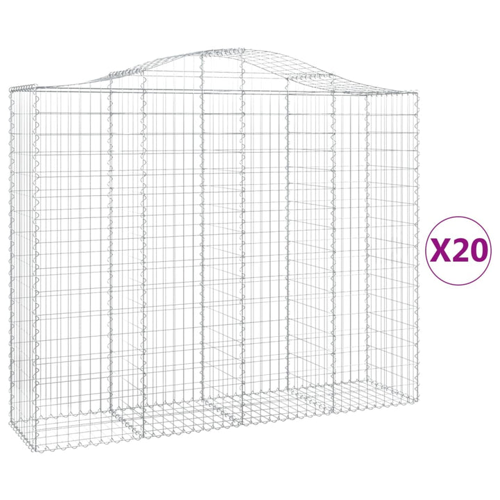 buede gabionkurve 20 stk. 200x50x160/180 cm galvaniseret jern