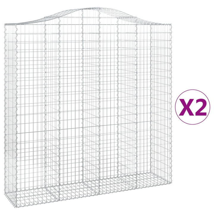 buede gabionkurve 2 stk. 200x50x200/220 cm galvaniseret jern